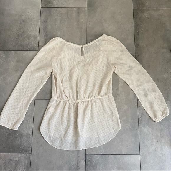 Rebecca Taylor cream ivory silk blouse ruffle pink dot size 2 - Picture 3 of 10